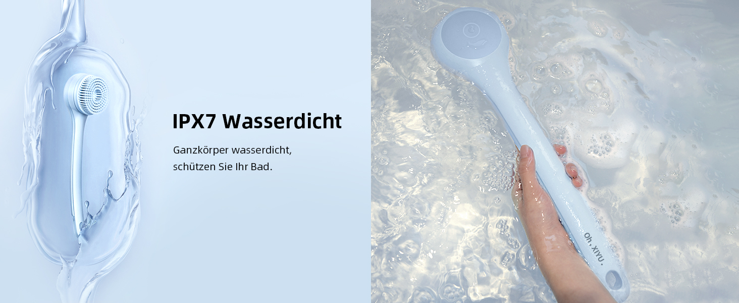 Електрична щітка для спини, м'яка ексфоліація, перезаряджається, довга ручка для душу, допомога у нанесенні крему на спину для жінок, чоловіків, людей похилого віку, глибоке очищення для всіх типів шкіри, хороша піна - Рожева (Небесно-блакитна)