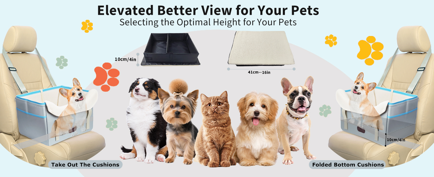 Автокрісло для собак Threedokke, корзина для собак у машину, водовідштовхувальне, складане з фіксатором, для маленьких собак до 6 кг, сіре