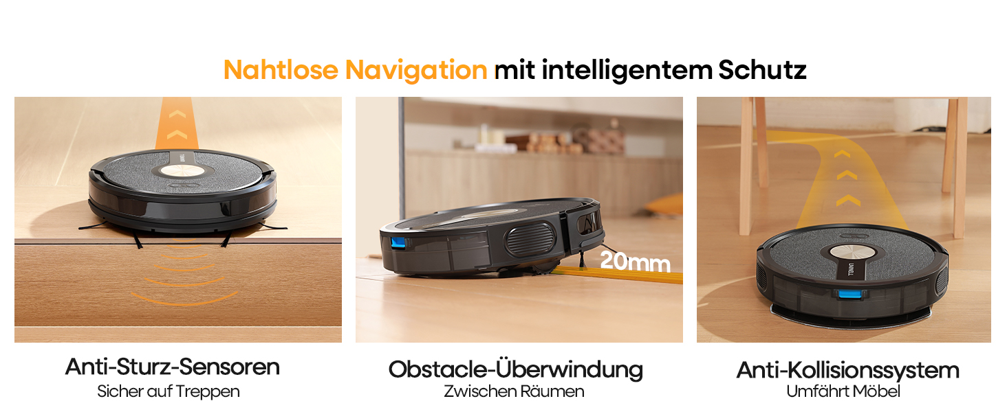 Робот-пилосос з функцією миття 5000Pa, 3-в-1 з часом роботи 180 хв, для тварин, з керуванням через додаток, чорний