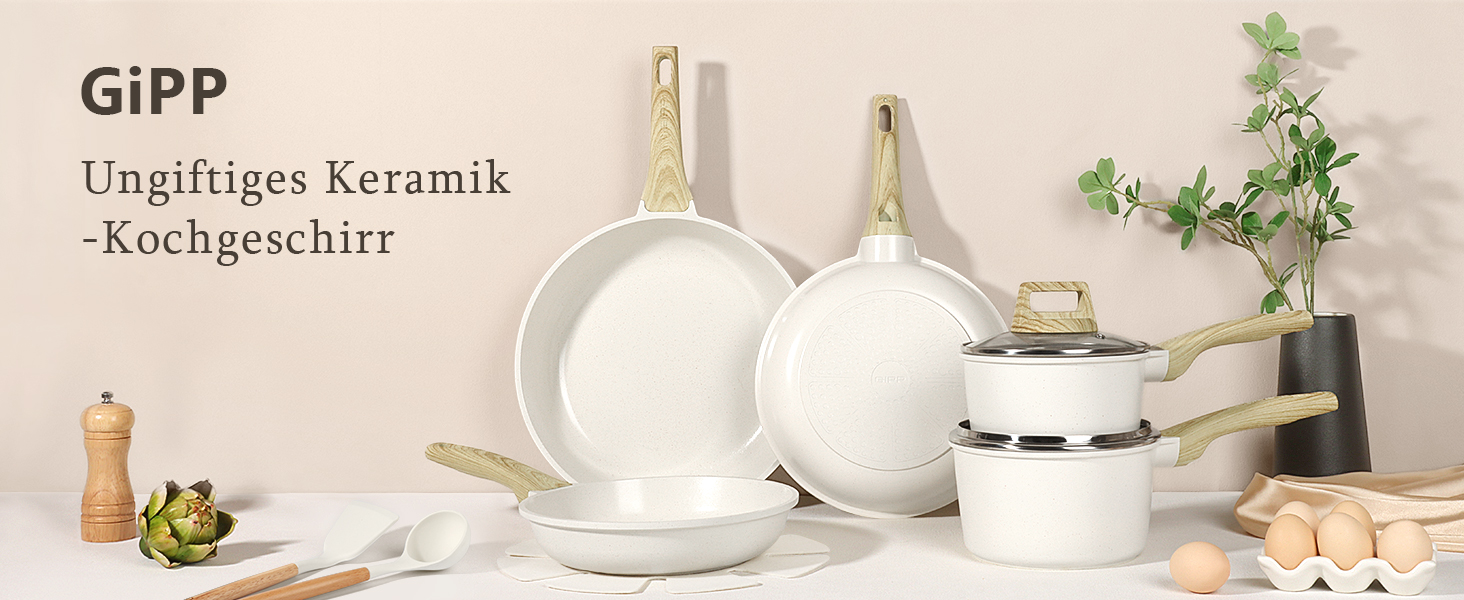 Гіпп Сковорода керамічна 24 см з антипригарним покриттям, для всіх типів плит, без PFOA/PFOS, біла