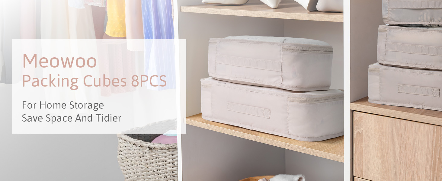 Органайзер для валізи Meowoo, 8 шт. - набір кубиків для пакування, валізні органайзери для подорожей та бізнесу, сумки для одягу, система зберігання багажу (Бежевий)
