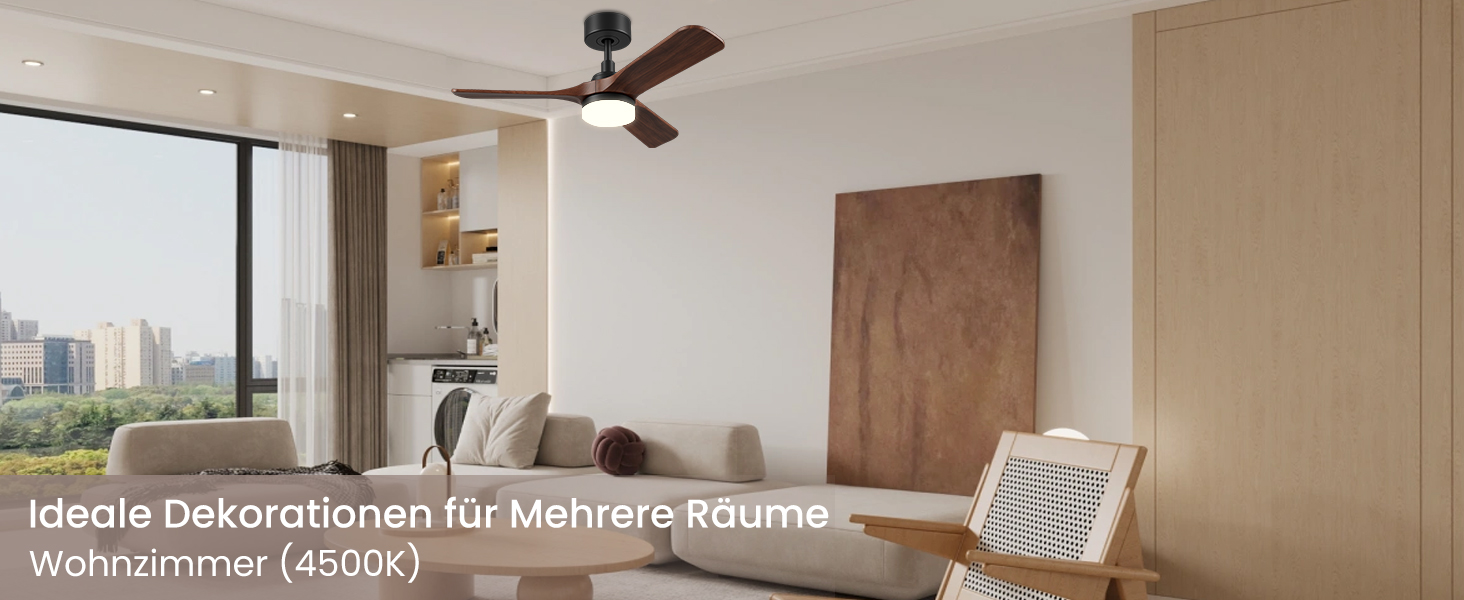 Дерев'яний стельовий вентилятор з підсвіткою, тихий DC-двигун, 90 см, для вулиці, 3 лопаті, диммування LED 24W, пульт з пам'яттю, 6 швидкостей, таймер, текстурована деревина