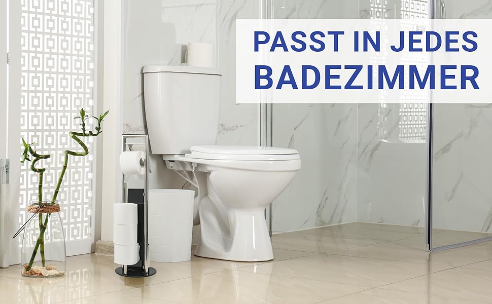 Набір для туалету WENKO Ravina 3в1 з нержавіючої сталі (тримач туалетного паперу, щітка, тримач щітки), 20 x 70 см, сріблястий/чорний