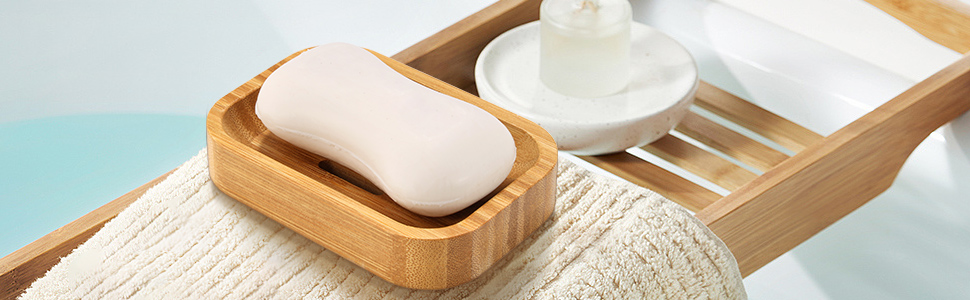 Набір з 2 дерев'яних підставок для мила з бамбука GuanJune для ванної кімнати та кухні