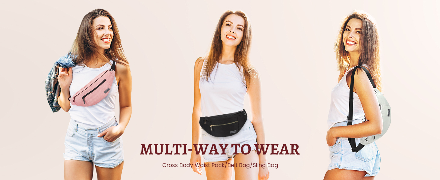 Чоловіча/Жіноча поясна сумка MAXTOP для активного відпочинку, спорт, подорожі (4 відділення, водонепроникна, чорна)