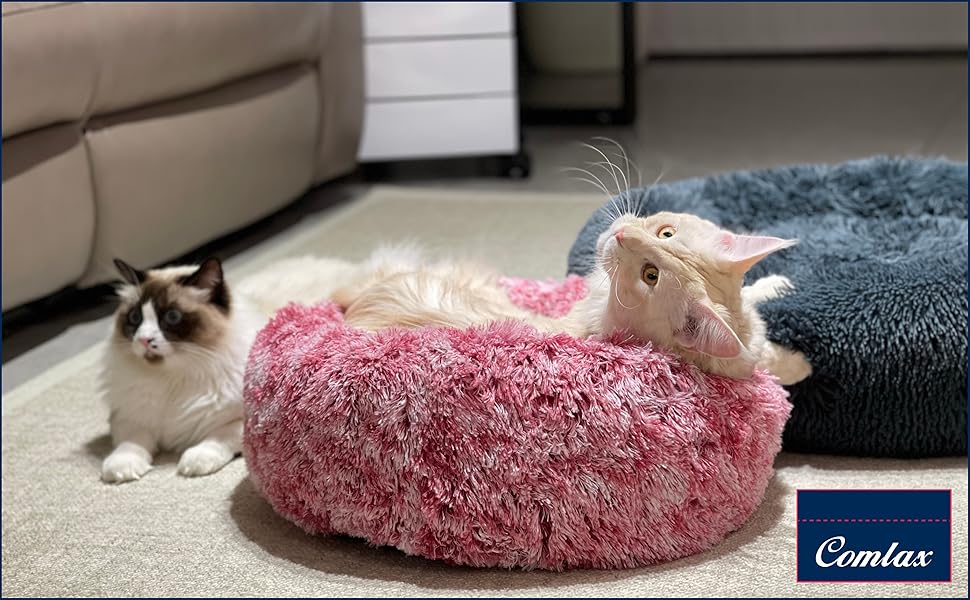 Крісло-гніздо для собак XXXL, кругле, знімний, пральний чохол, анти-тривожне, штучне хутро, м'яке, комфортне, пухнасте ліжко для домашніх тварин (115 см, сірий)