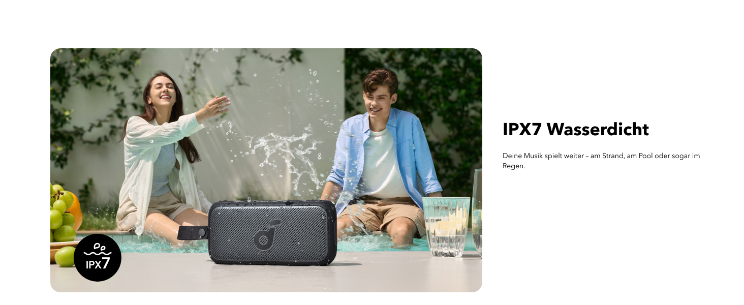 Soundcore Motion 300 - Бездроковий портативний Bluetooth-динамік з BassUp, SmartTune, 30W, 13h, IPX7, для дому, саду, кемпінгу та подорожей, Чорний