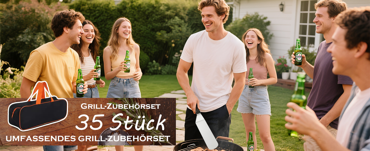 Набір шпателів для грилю з нержавіючої сталі (35 шт.) - набір для тепаньякі, сет для смаш-бургерів, з пресом для бургерів та аксесуарами для планчі, для грилю, пікніка, кемпінгу