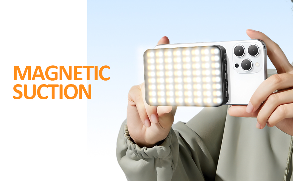 LED світло для селфі з магнітним кріпленням 128 LED, 3000K-6500K, 3 режими, 2000mAh, CRI 95+, для iPhone, iPad, камери, ноутбука, TikTok, відеозйомки, Vlog, чорний