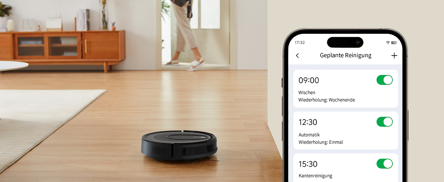 Робот-пилосос Vexilar W7 3-в-1 з функцією миття підлоги, потужність 4000Pa, сумісний з Alexa/App, для шерсті тварин, твердих підлог та килимів