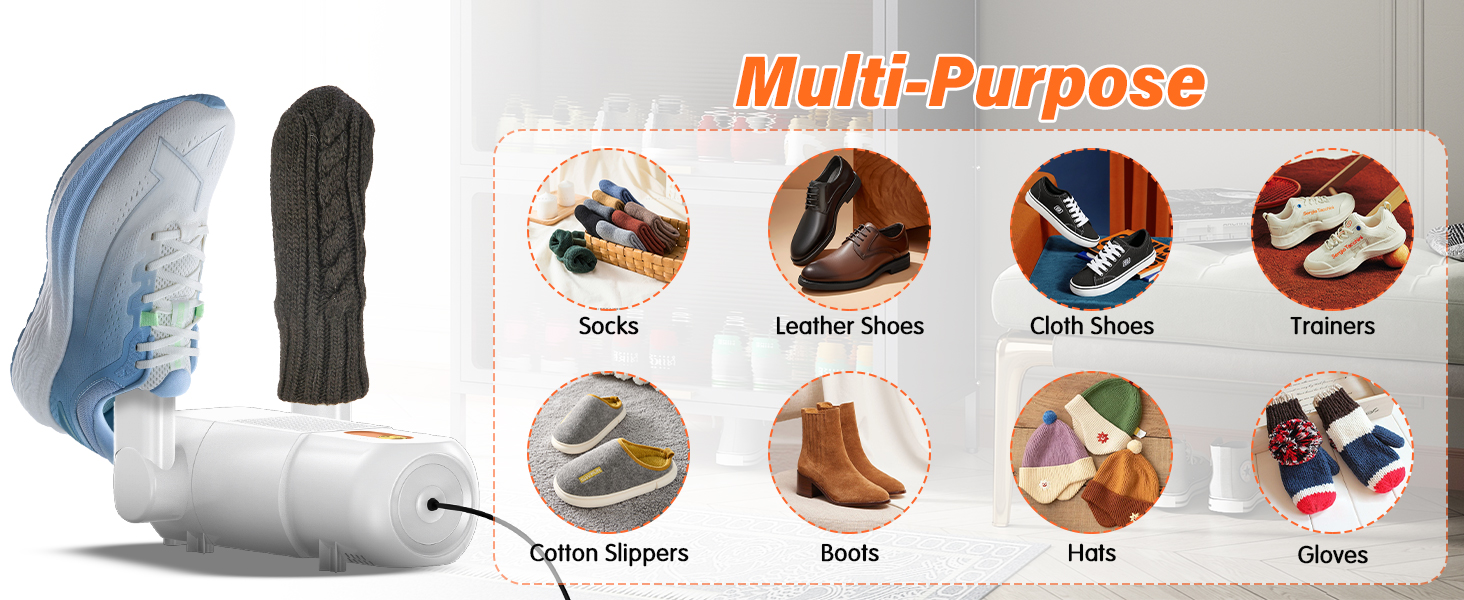 Електричний сушильник для взуття та черевиків з таймером 120 хв, UV-підсвічуванням, чорний