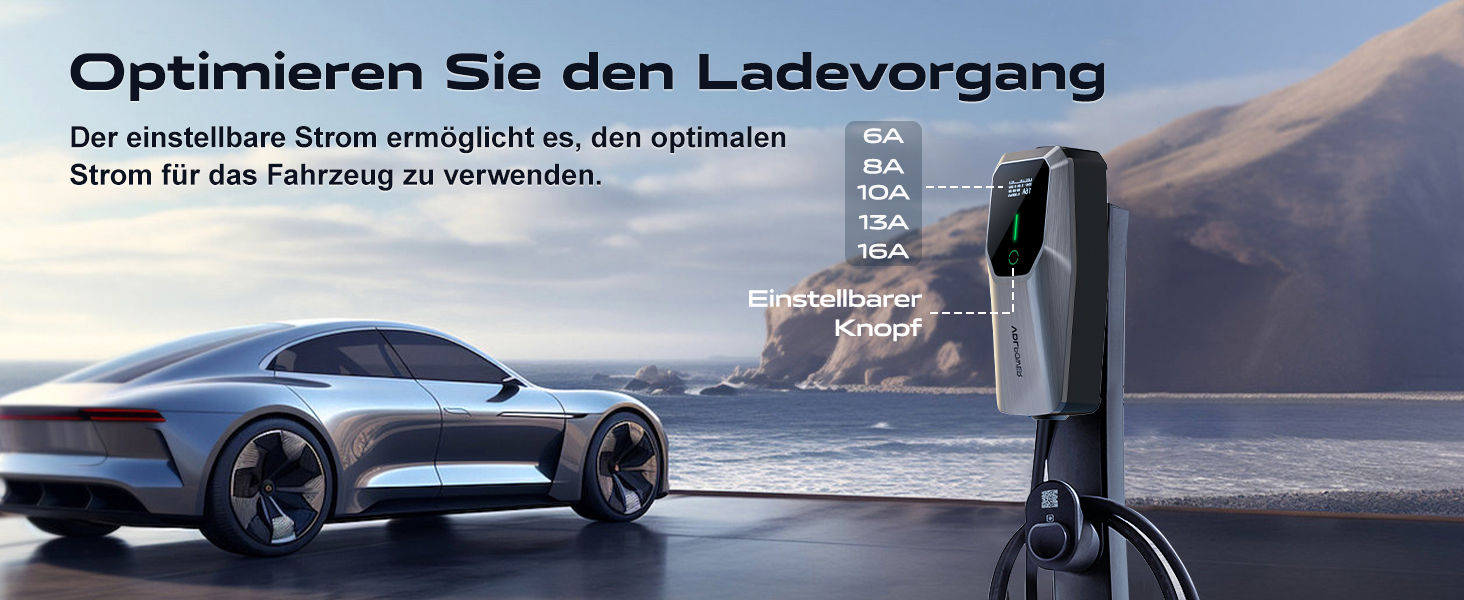 Кабель зарядки для електромобіля Type 2, 3.6kW, 5м, 6A-16A, LED-індикатор, IP65, EC11