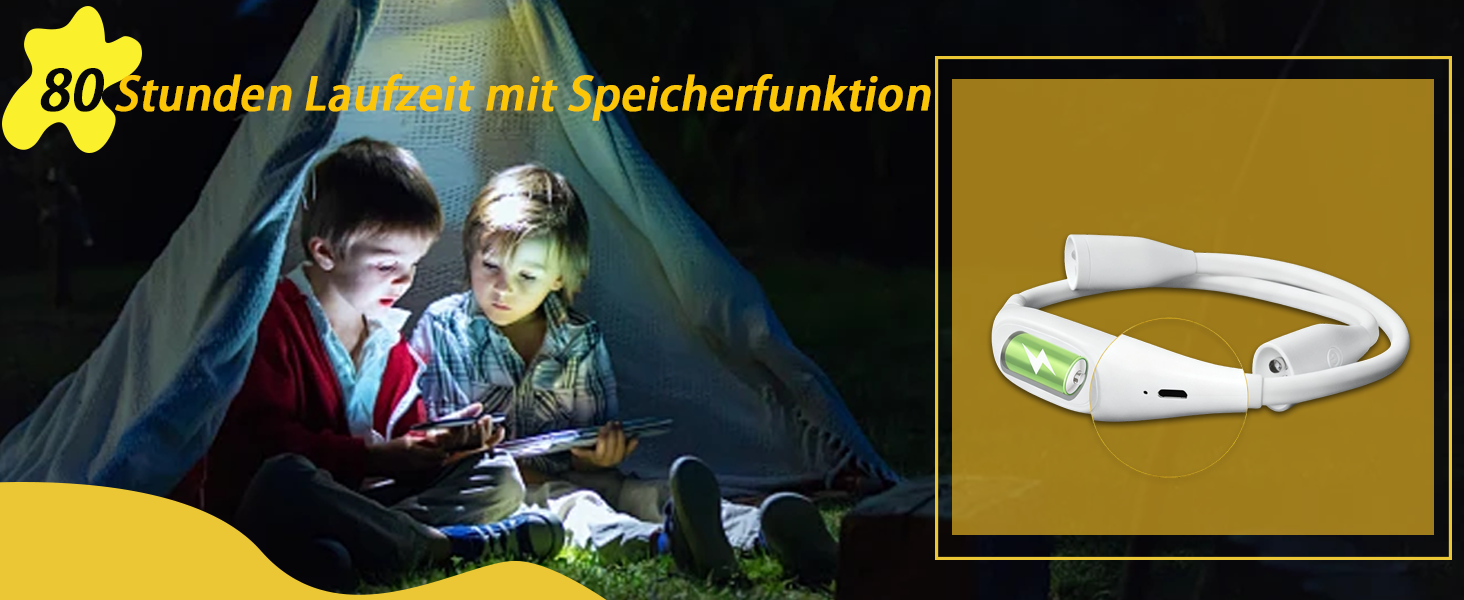 Ліхтарик на шию Lumi Crealis LED, USB-зарядка, 3 кольори, 9 рівнів яскравості, гнучкий, для читання, в'язання, ремонту, кемпінгу (білий)