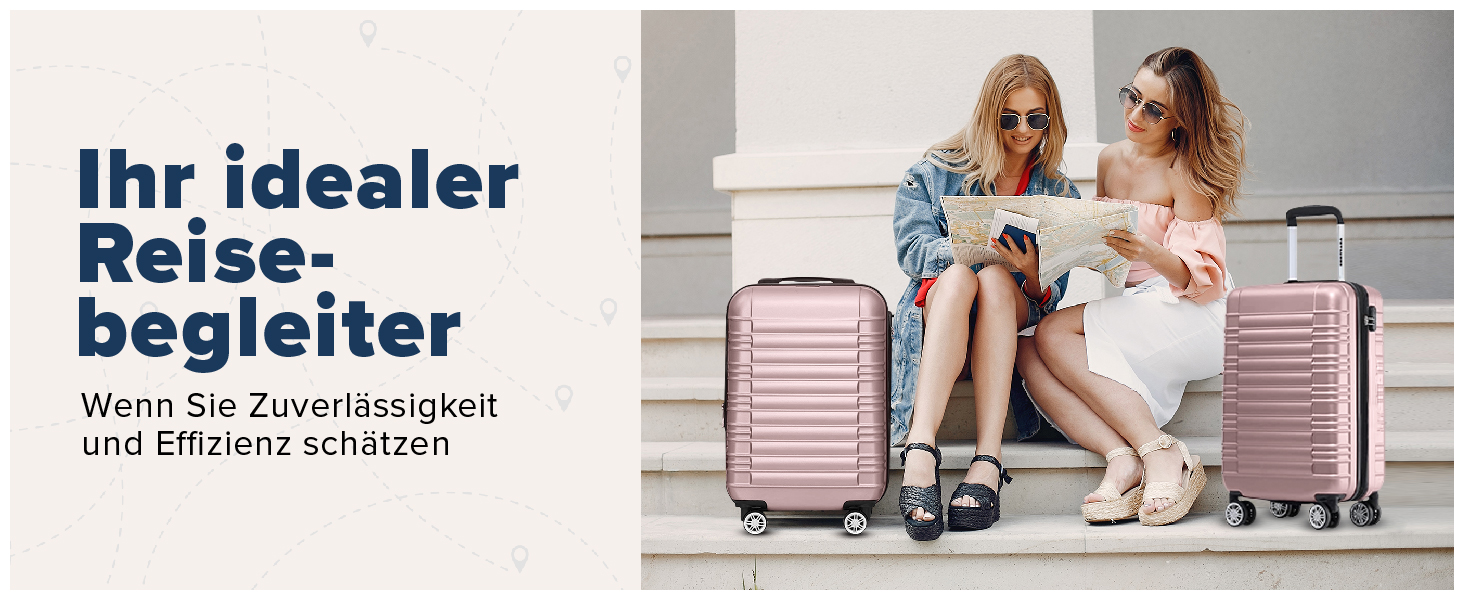 Валіза TRVLMORE - ручна валіза, валіза на колесах, рожевий валіза-тележка 55x40x20, легка валіза з жорстким корпусом, валіза для подорожей