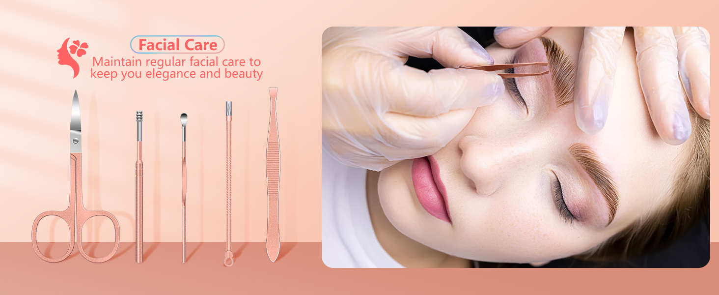 Набір для манікюру та педикюру, 16 шт. з нержавіючої сталі, професійний набір для догляду за нігтями з портативним шкіряним етиулюком, чорний/рожевий