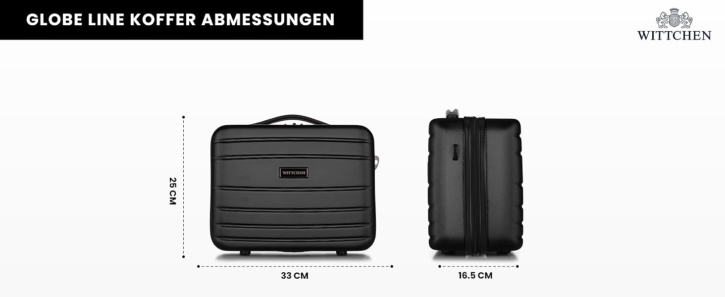WITTCHEN Globe Line: Чемодан-ролер ручної поклажі з ABS, 4 колеса, кодовий замок, телескопічна ручка, чорний | Розмір S | Підходить для Lufthansa, Eurowings, Ryanair, Condor, Discover Airlines