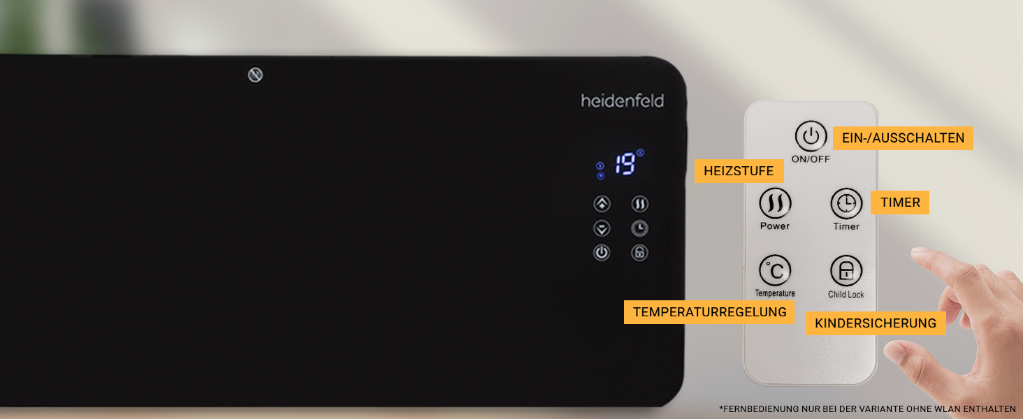 Конвектор опалення Heidenfeld GK200: скляний нагрівач 2000 Вт, гарантія 3 роки, до 40 м²