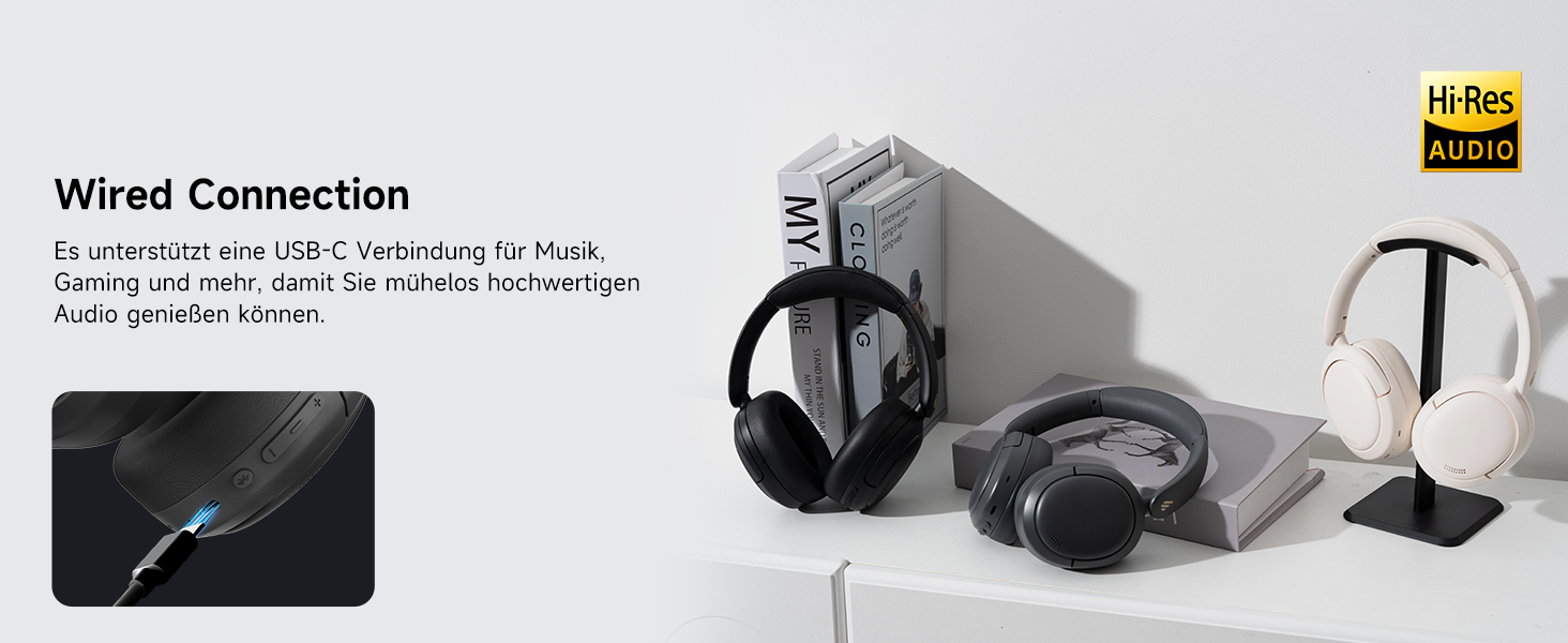 Навушники Edifier W800BT Pro Hybrid ANC Bluetooth 5.4 Over-Ear Чорні - Бездротові, з Шумозаглушенням, Hi-Res Audio, 45 год. роботи, Швидка зарядка, Складні