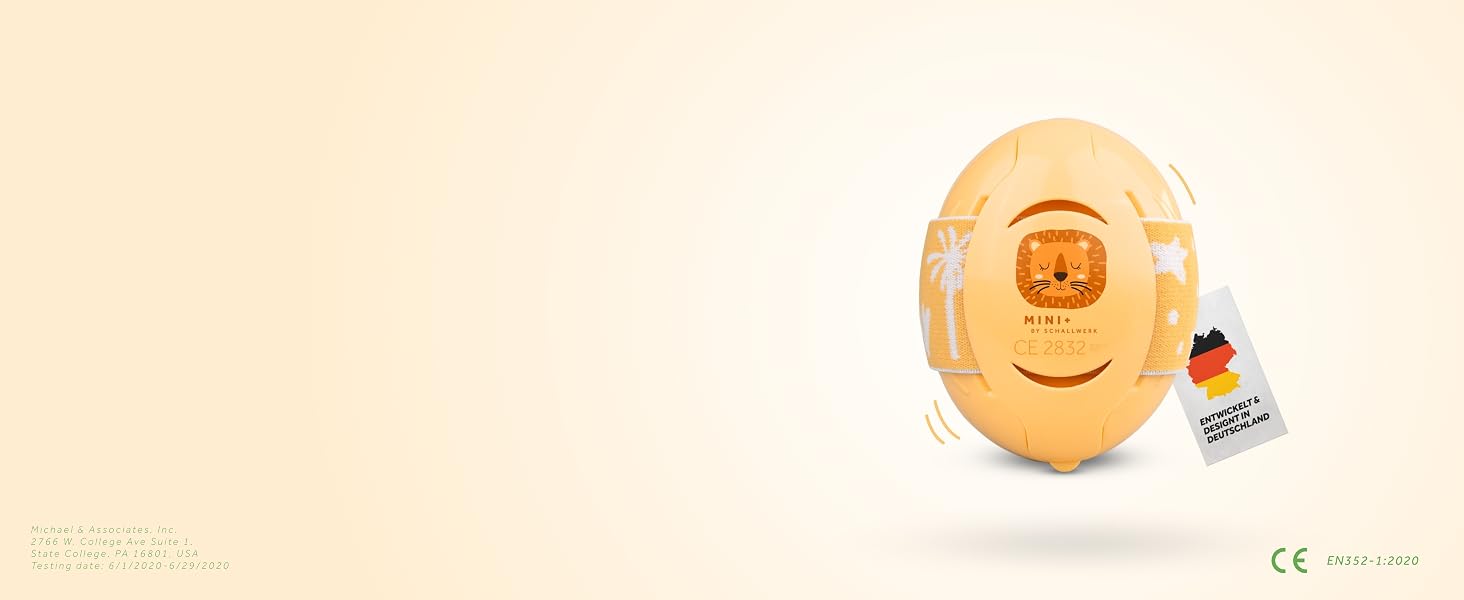 Дитячі шумопоглинаючі навушники-захисники Schallwerk® Mini+ (Lion Honey) — преміум захист слуху для немовлят та дітей