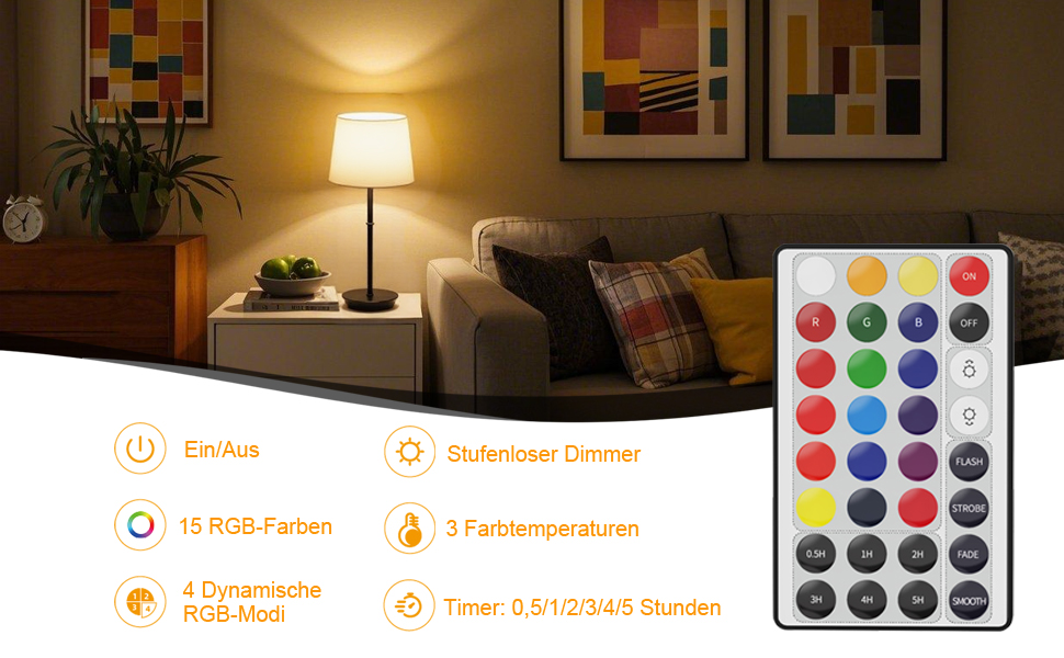 Бездротова LED-лампа на приліжкові з акумулятором 5000mAh, сенсорне керування, RGB, з пультом ДУ, регулювання яскравості, магнітне кріплення, чорна