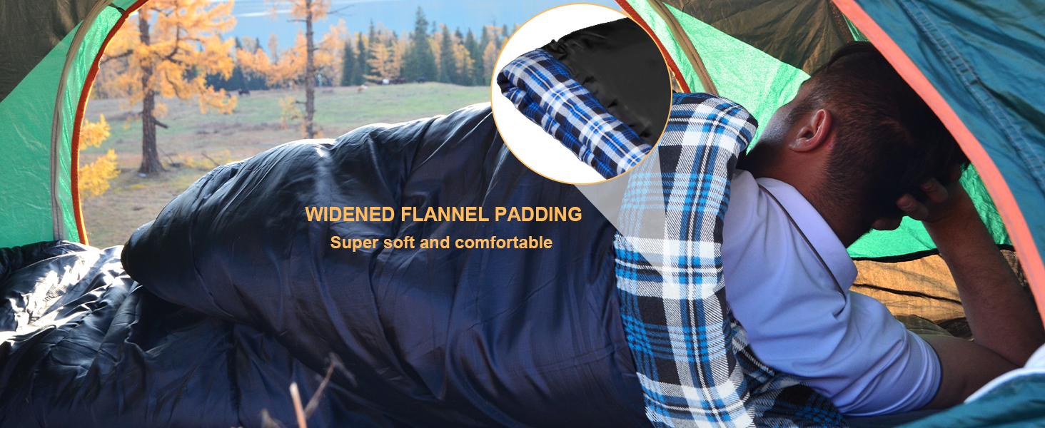 Спальний мішок фланелевий теплий 3-4 сезони XXL з бавовняним підкладкою для дорослих Outdoor для риболовлі, кемпінгу, походів, легкий для дому та вулиці, блакитний, 2lbs наповнювач
