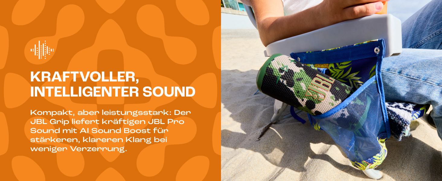 JBL Grip – Портативна Bluetooth колонка з AI Sound Boost, чорна. Водонепроникна (IP68), до 14 год роботи, підтримка Auracast