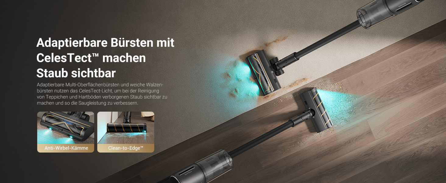 Dreame Z30 - Бездротовий пилосос з потужністю 190AW, 90 хвилин роботи, детекцією бруду, LED-дисплеєм та синім LED-підсвічуванням. Ідеально для прибирання дому, видалення шерсті тварин та килимів.