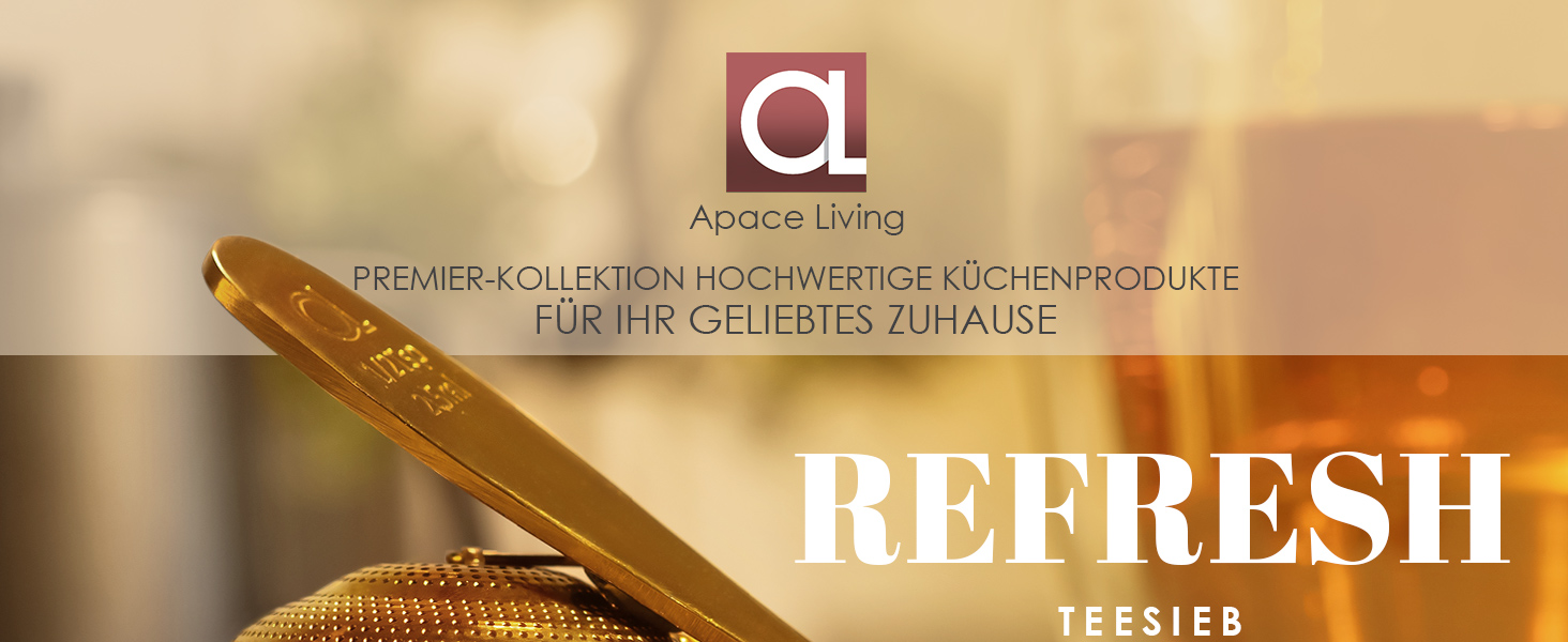 Набір для заварювання чаю Apace Teesieb (2 шт.) з ложкою-шауфелем та підставкою – ультратонке чайне ситечко з нержавіючої сталі для заварювання листового чаю – чайний фільтр з дрібною сіткою для чудового чаювання (Золотий, Medium)