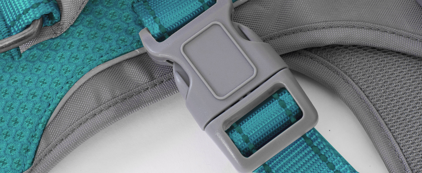 Шлейка безпеки Huntboo для собак, антизламна, від паніки, з ручкою, регульована, для малих, середніх та великих собак (M), блакитно-зелений (1 шт.)