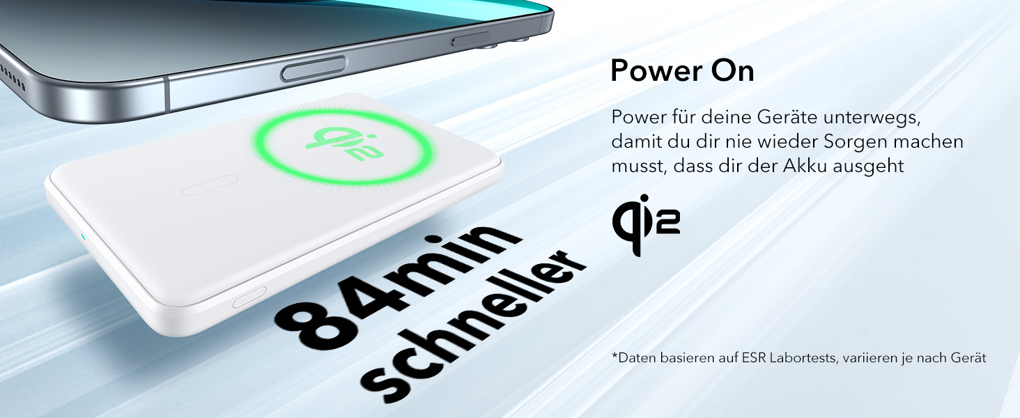 Power Bank ESR MagSafe QI2 з бездротовою магнітною зарядкою, 15W, 5000mAh, USB-C, білий (з підставкою)