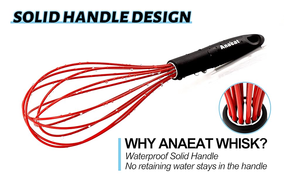Набір міксерів Anaeat з силікону, 3 шт. – міцний сталевий дріт всередині, стійкий до високих температур. Ідеально підходить для посуду з антипригарним покриттям. Для збивання, змішування, приготування. (Червоний) 21 см + 26 см + 30 см