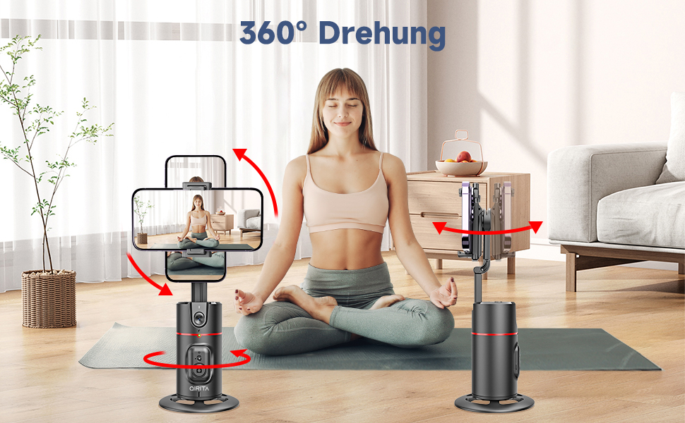 Автоматичне штатив для розпізнавання облич, без додатків, розумна підставка для телефону з пультом дистанційного керування, обертається на 360°, підставка для камери/смартфона, штатив для влогів/TikTok, чорний