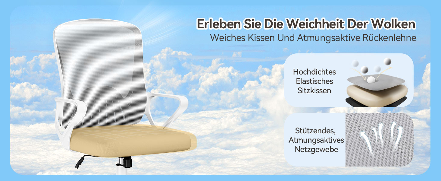 Офісний стіл Bürostuhl: ергономічний крісло з сітчастою спинкою, підтримка попереку, м'яке сидіння, регульована висота, сірий (без підголівника)