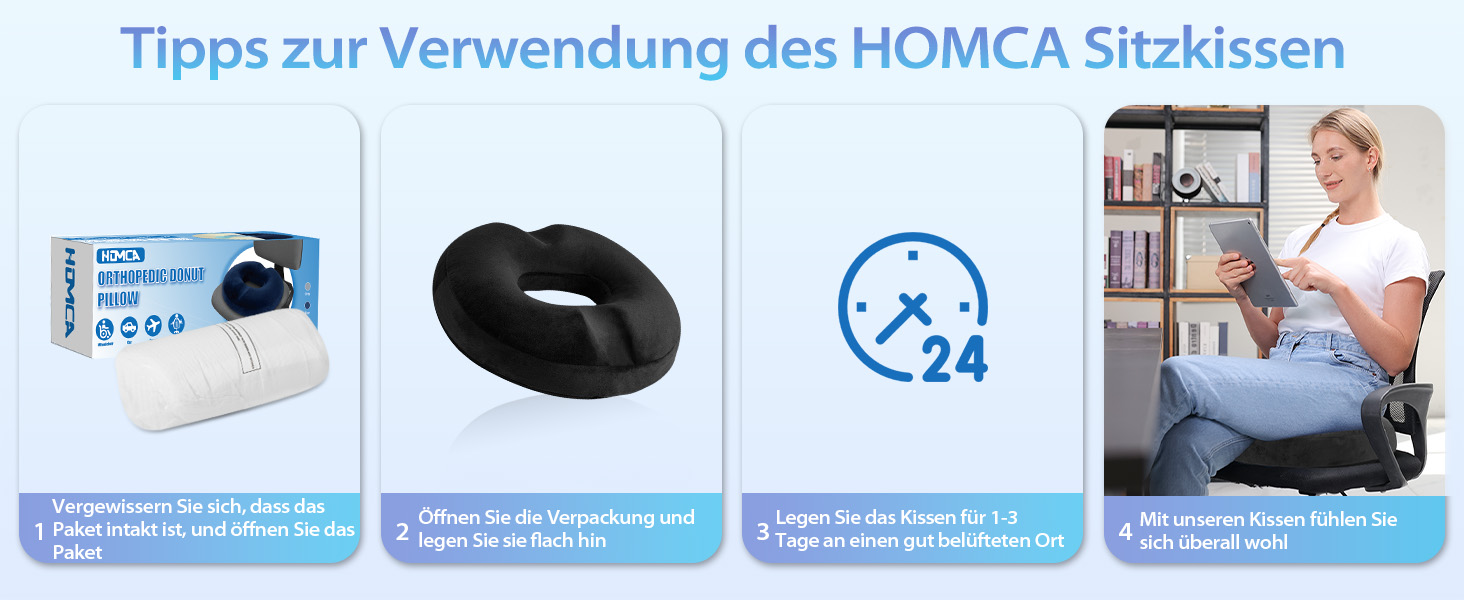 Подушка для геморою HOMCA: ортопедична, з memory foam, 45x40x9 см, чорна