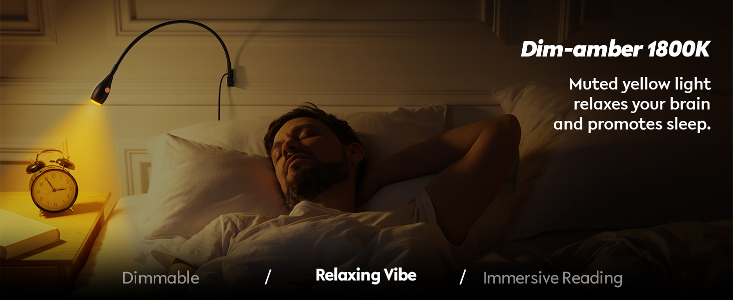 Світлодіодна настільна лампа Acegoo для читання з гнучким регульованим кронштейном (чорна) - 3000K, диммована, настінне кріплення, для спальні, книжок