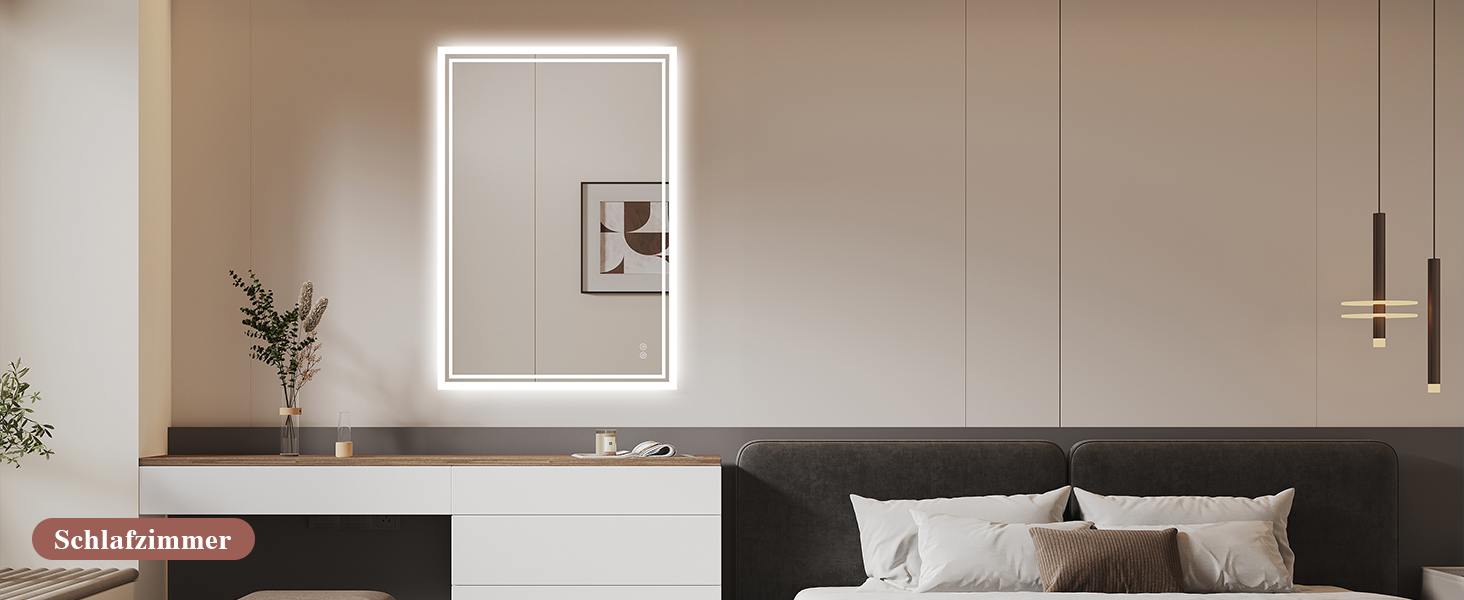 Дзеркало для ванної кімнати з підсвічуванням LED, антизапітніння, сенсорний вимикач, регулювання яскравості, 3 кольори світла, овальне, 50x70 см