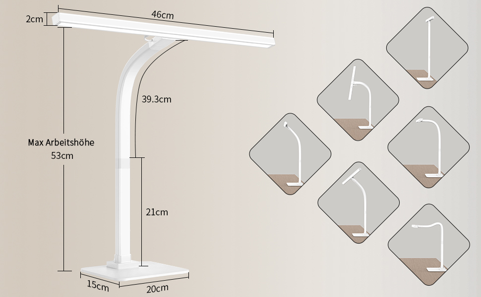 LED лампа настільна EppieBasic з регулюванням яскравості, 12W, для офісу та дому, захист очей, 6 кольорів, автоматичне регулювання білого світла