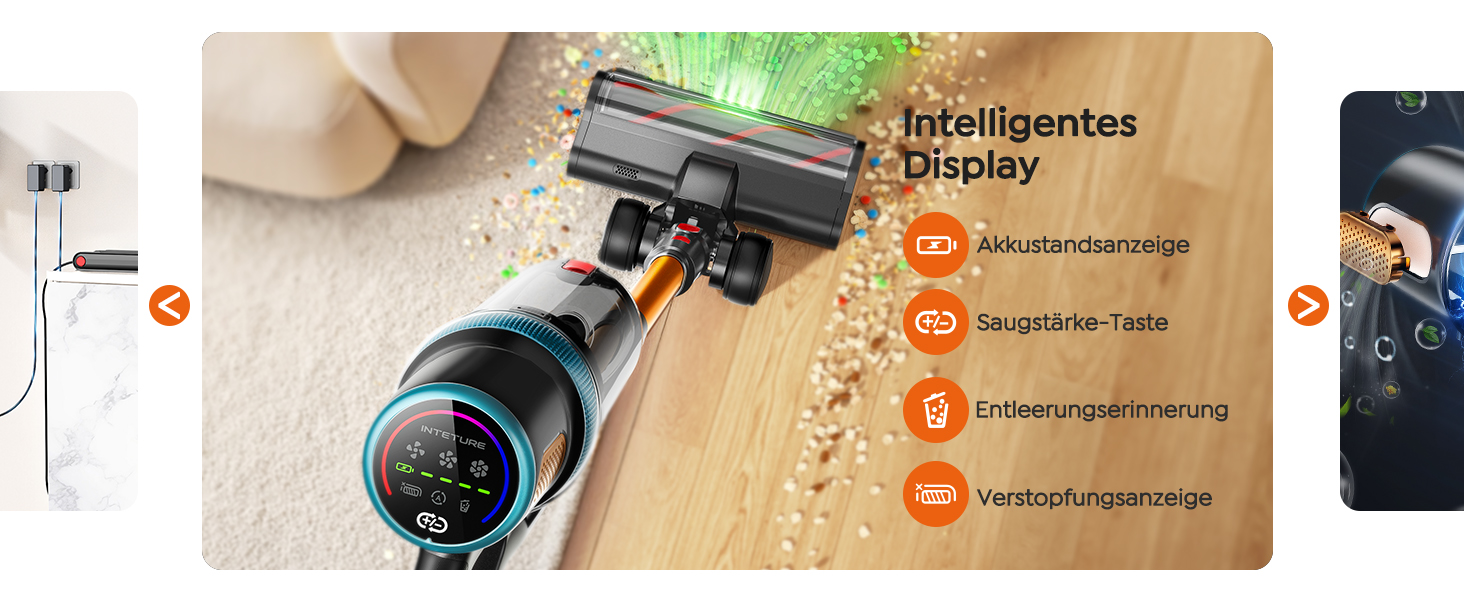 Бездротовий акумуляторний пилосос 50KPA/600W/65Min з висувною шланговою насадкою, док-станцією, автоматичним режимом, антизаплутувальною турбощіткою та багаторівневою фільтрацією для килимів/твердих поверхонь/автомобіля, золотий