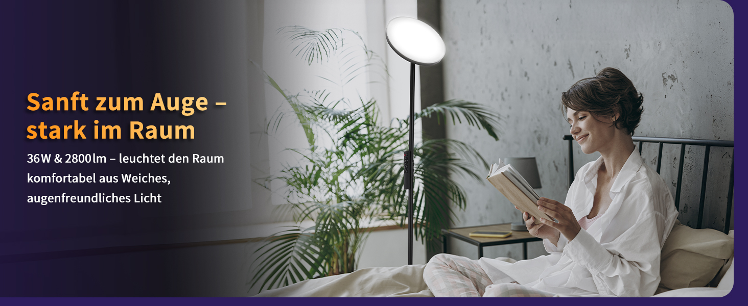 Стійка лампа LuminexDesigns з полицею, 36W+7W LED, диммування, 3200LM+600LM, сучасний дизайн, для вітальні та як настінний світильник, з пультом керування, 2700K-6500K, чорний колір