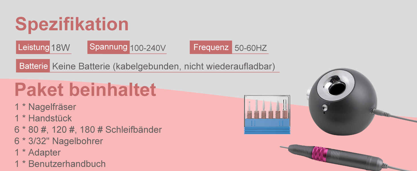 Електричний набір для манікюру та педикюру Delanie з фрезером 35000 об/хв (6 в 1) для гелю, полігелю, акрилу - сірий