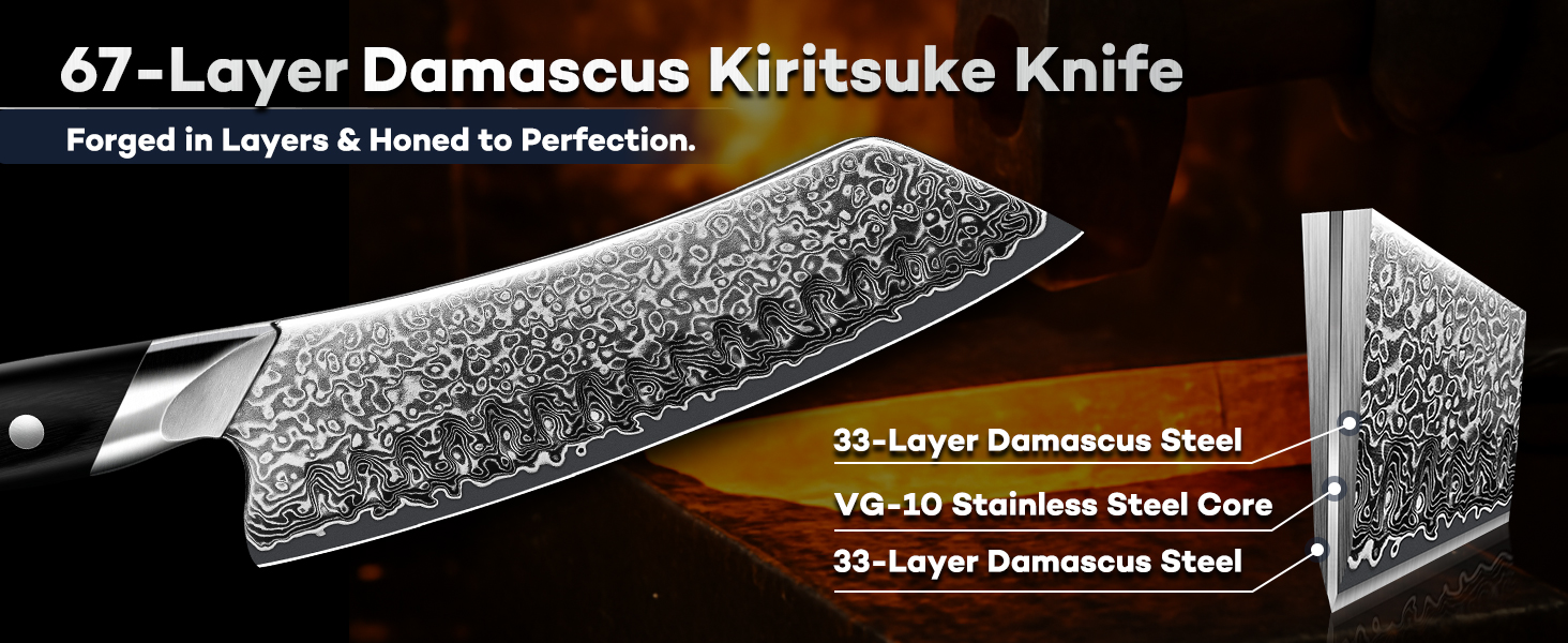 Японський ніж Dragon Riot Santoku з дамаської сталі, професійний кухонний ніж, ручної роботи, з подарунковою коробкою