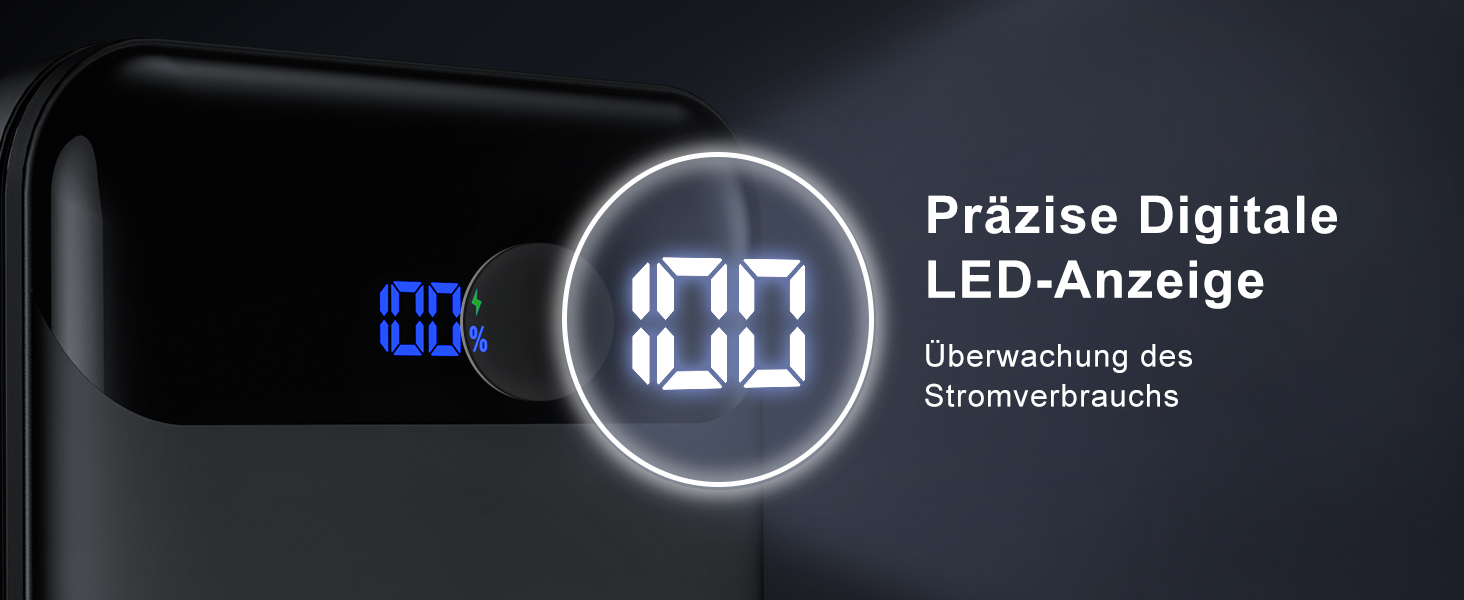 Power Bank Enerwow 27000mAh з PD 30W, USB-C, Digital Display - Зовнішній акумулятор для iPhone 15/14/13/12 Pro Max та інші пристрої