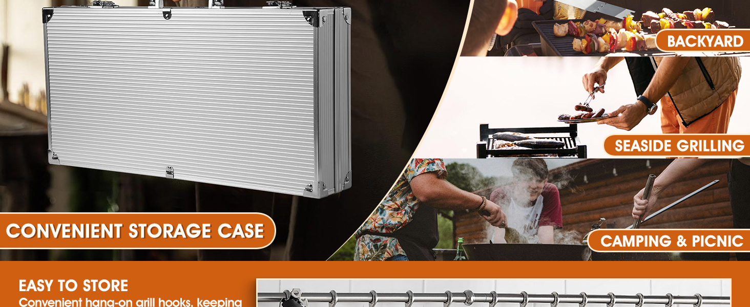 Набір гриль-посуду DRAGON RIOT з нержавіючої сталі, 29 предметів. Преміум-набір аксесуарів для грилю з лопаткою в алюмінієвому кейсі. Ідеальний подарунок для чоловіків, для BBQ та приготування їжі на відкритому повітрі.