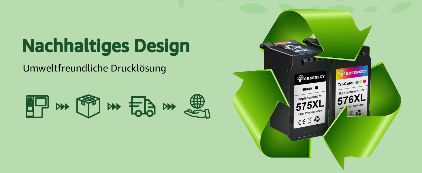 Картриджі для принтера Canon PG-575XL та CL-576XL від GREENSKY, комплект чорний та кольоровий, підвищена ємність