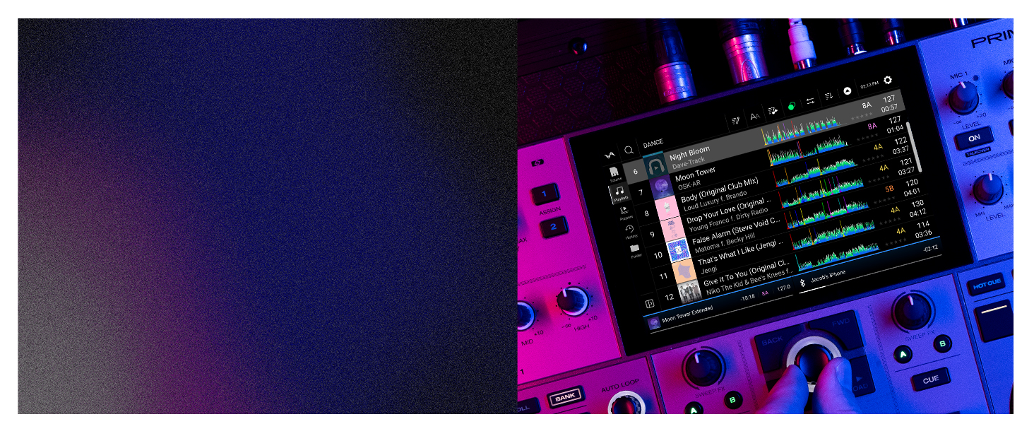 Denon DJ PRIME GO+ - Портативний DJ контролер та мікшер з розділенням STEM, 2 деки, Wi-Fi, Bluetooth, керування світлом, 7