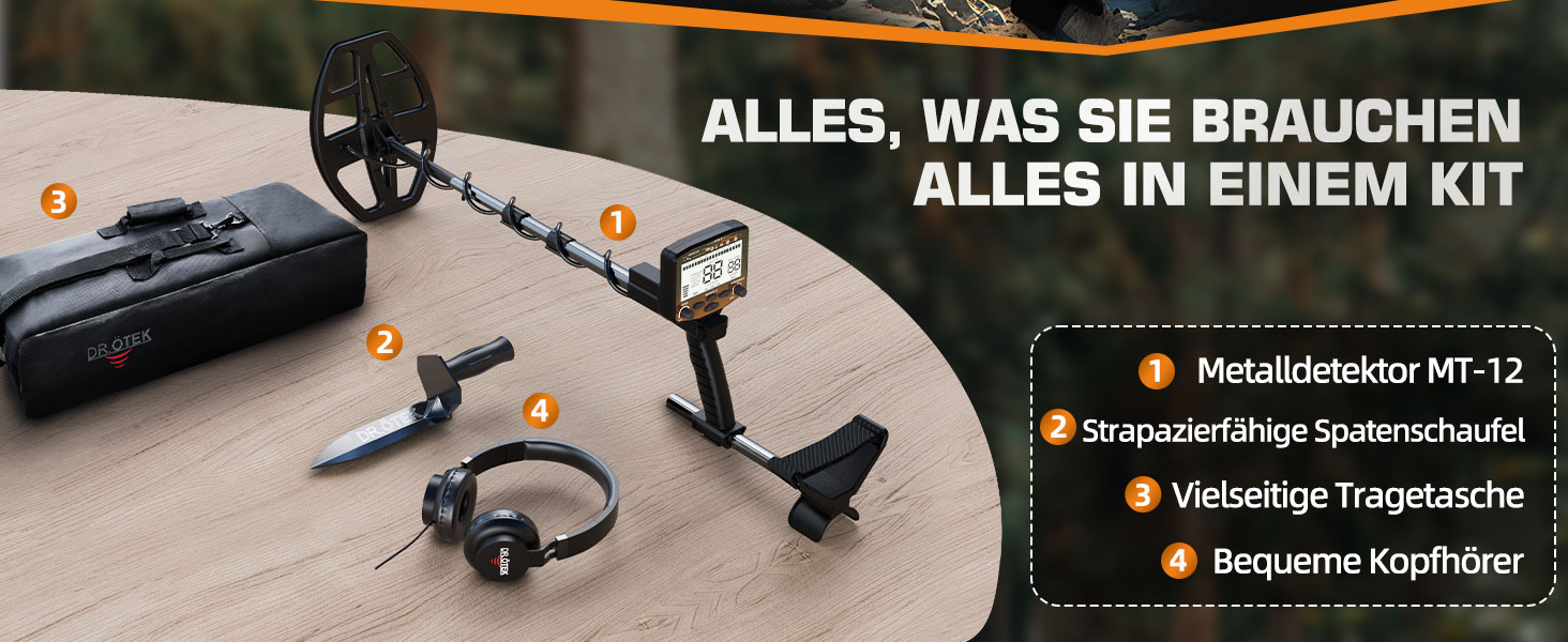 Металодетектор DR.ÖTEK Profi Set: прецизійний, з вирівнюванням ґрунту, 5 режимів, водовідштовхувальна котушка 12