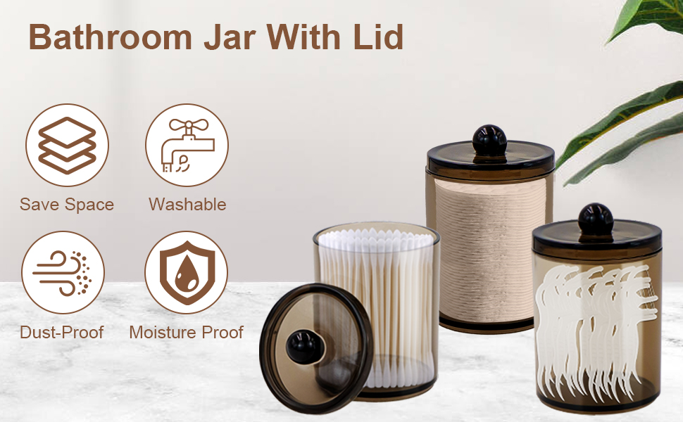 Органайзер для ватних паличок TOKSEO (3 шт.), ватніків, зубної нитки, косметики, чорного кольору