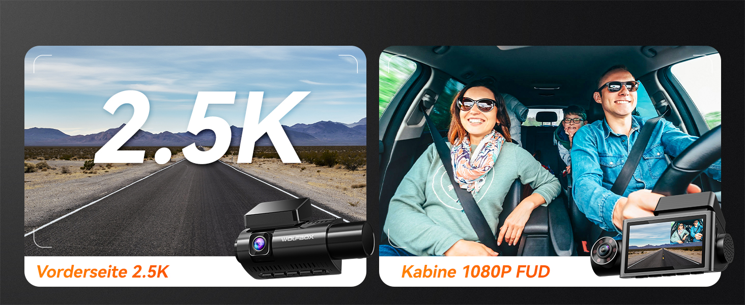 3-канальний автомобільний відеореєстратор WOLFBOX i07 4K з WiFi, GPS, 3