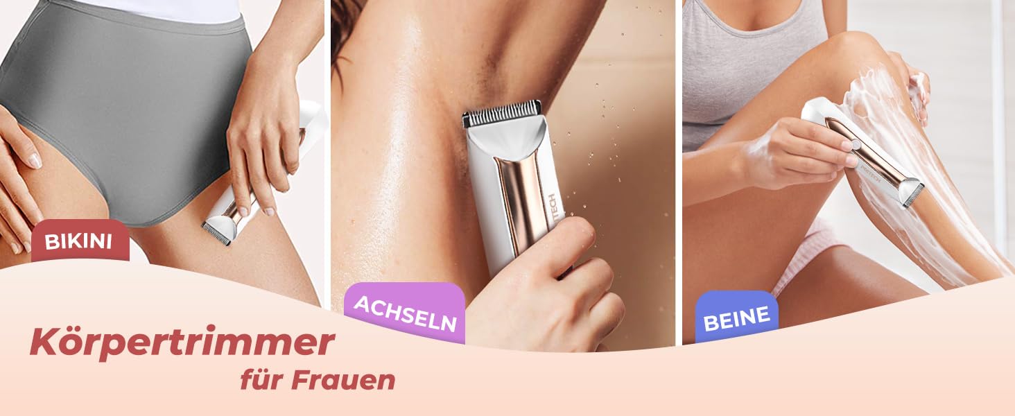 Електричний жіночий тіло-тример PRITECH для бікіні. Вологозахищений (IPX7), USB, з зарядною станцією