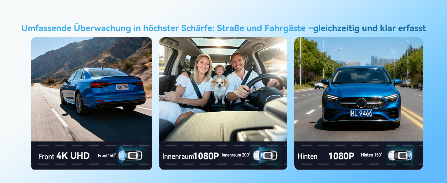 Автомобільний відеореєстратор 4K/1080P 4-канальний (передній, задній, внутрішні) з SD-картою 64ГБ, 3